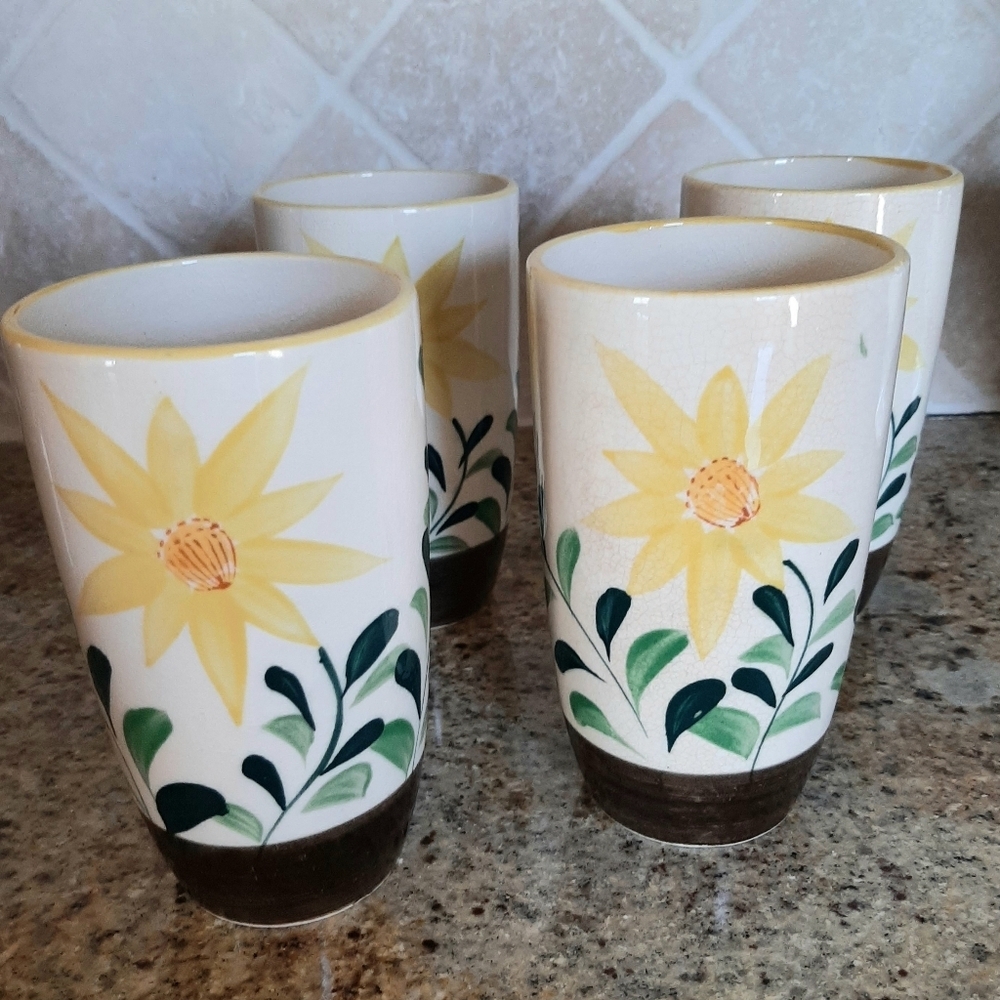 VTG NASCO HAND PAINTED CERAMIC TUMBLERS